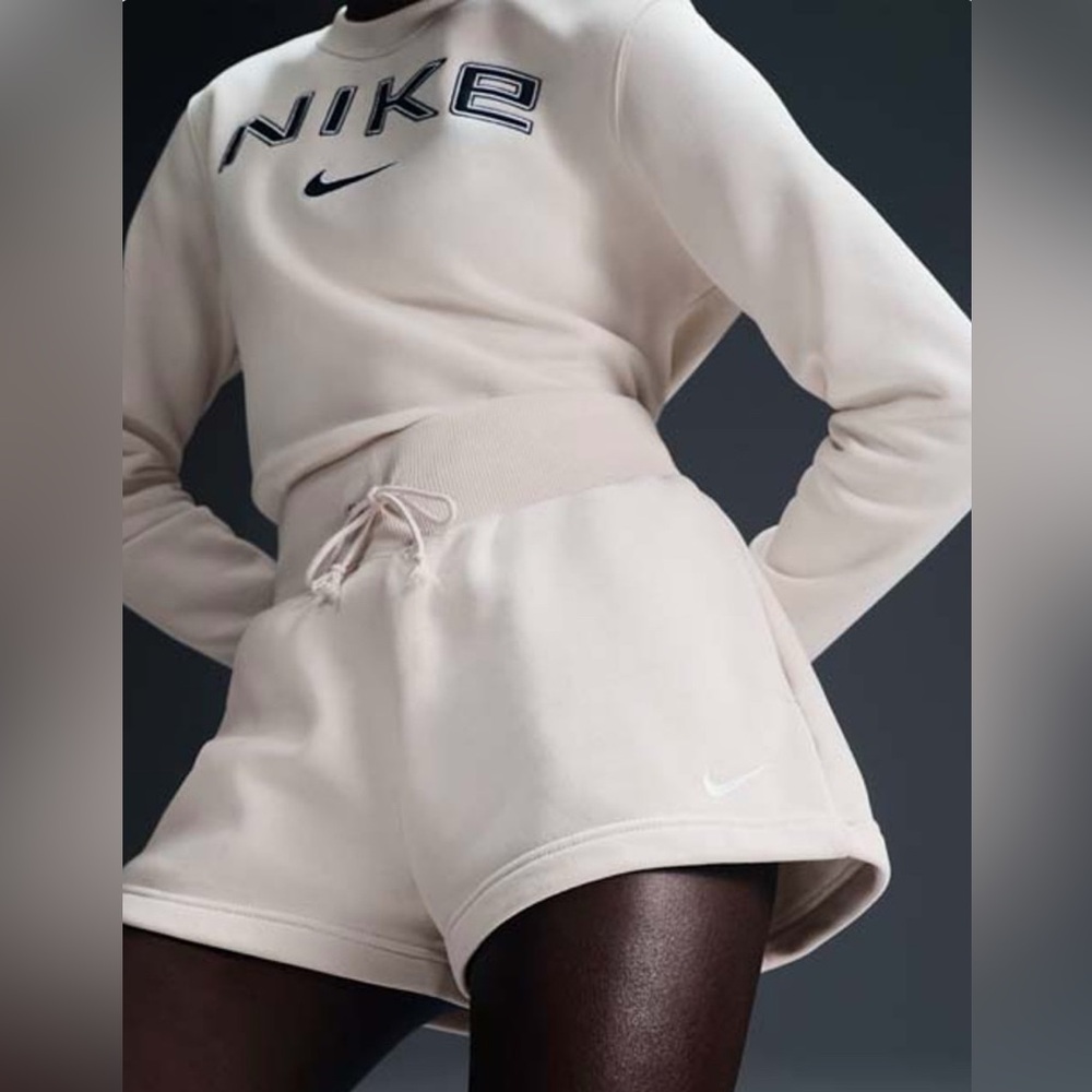 Nike Phoenix Fleece High-Waisted Loose Shorts in Light Orewood Brown/Sail